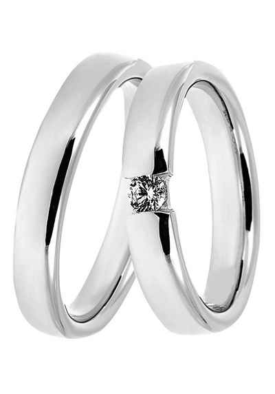 DOOSTI Trauring Schmuck Geschenk Silber 925 Trauring Ehering Partnerring LIEBE, Made in Germany - wahlweise mit oder ohne Zirkonia