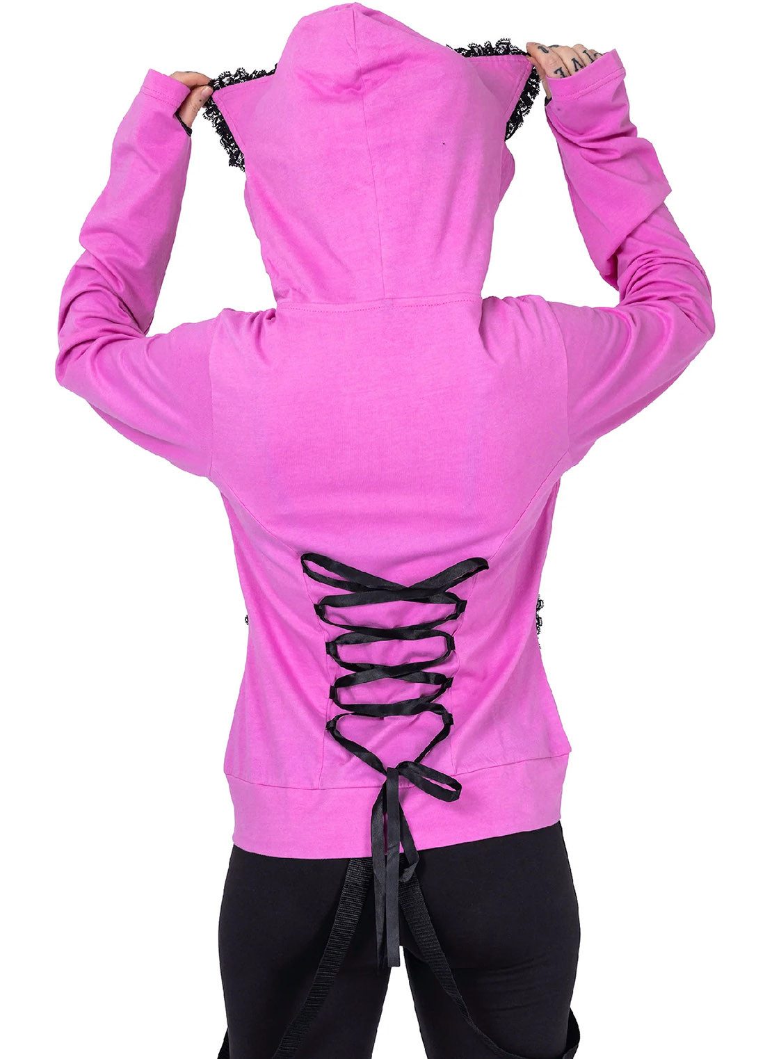 Bye Bye Kitty Kapuzensweatshirt BBK Frill Hood Cute Kawaii Cosplay Katze Cat Neko