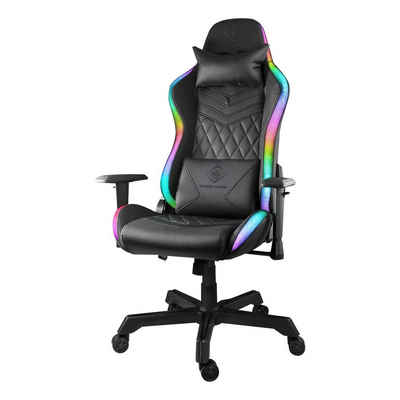 DELTACO Gaming-Stuhl Gaming Stuhl GAM-080 RGB Beleuchtung Kunstleder Nackenkissen (kein Set), inkl. 5 Jahre Herstellergarantie