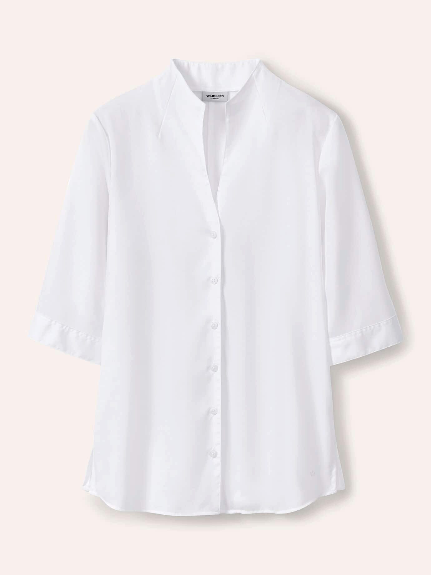 Walbusch Klassische Bluse Damen Extraglatt-Bluse Kelchkragen Kurzarm, klassisch, bügelfrei, atmungsaktiv – Bild 2 von 4