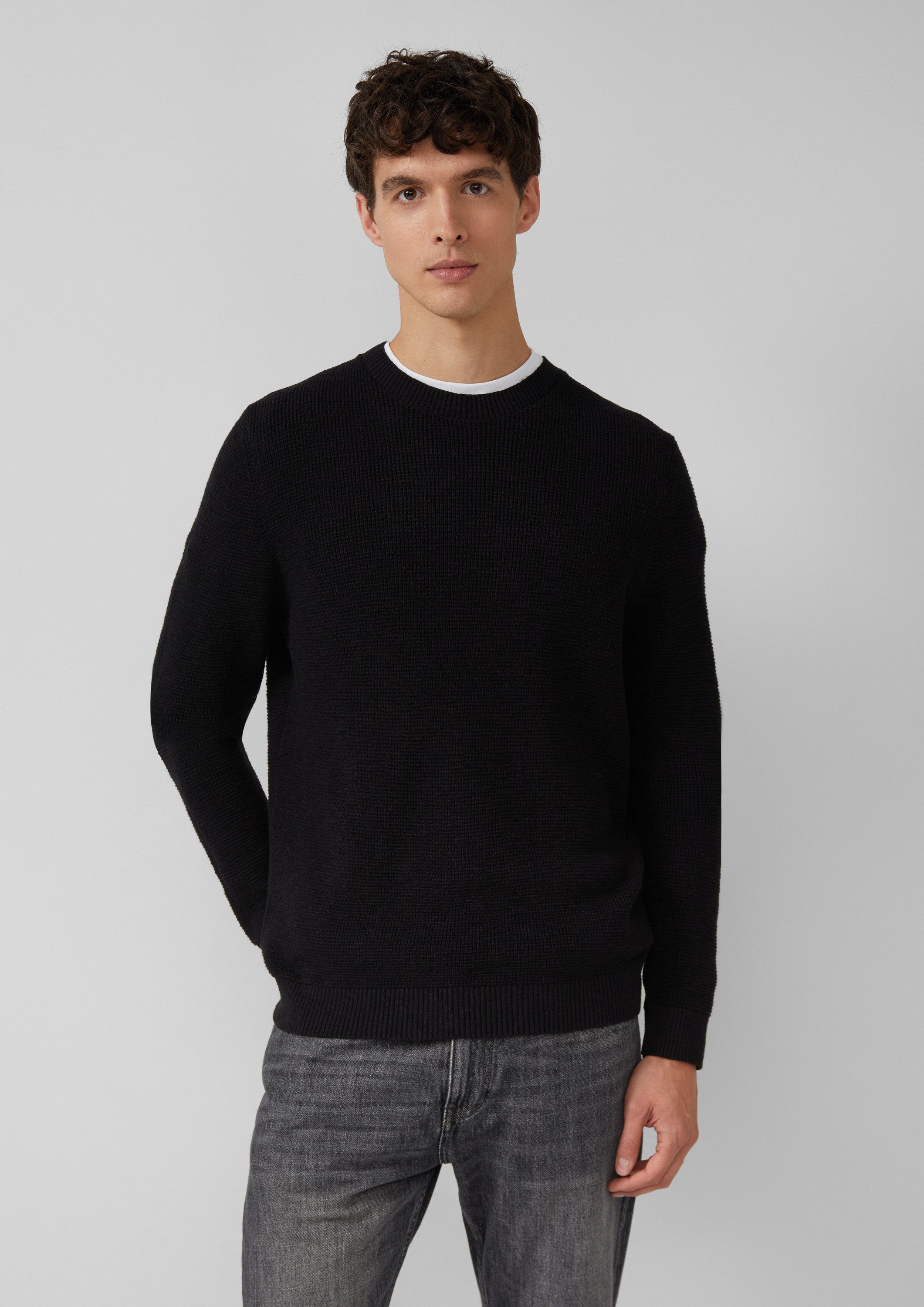 s.Oliver Longpullover Strickpullover Strickpullover mit Crew Neck und Struk günstig online kaufen