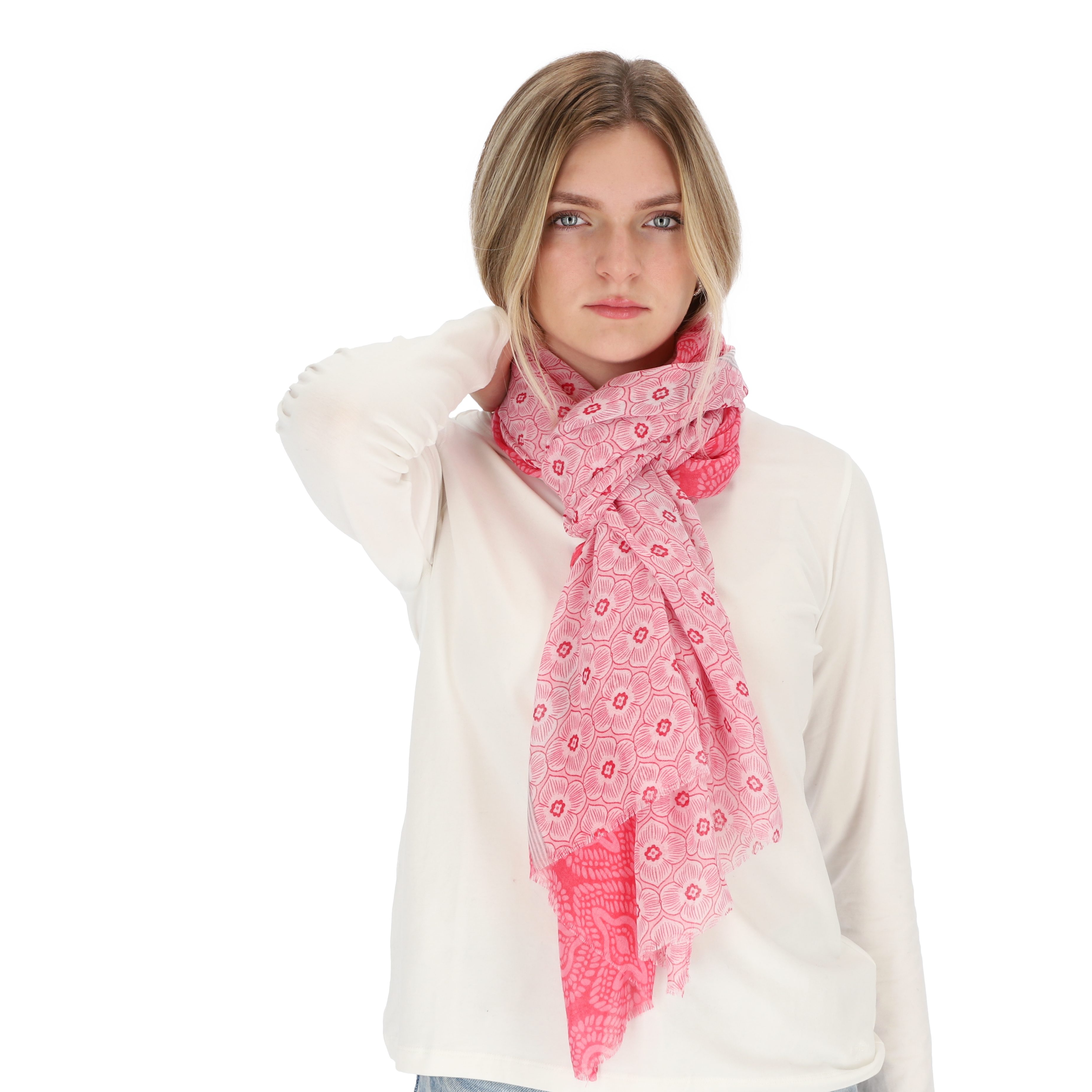 Accessoires Modeschal halsüberkopf angenehm Schal leicht Ethno, pink