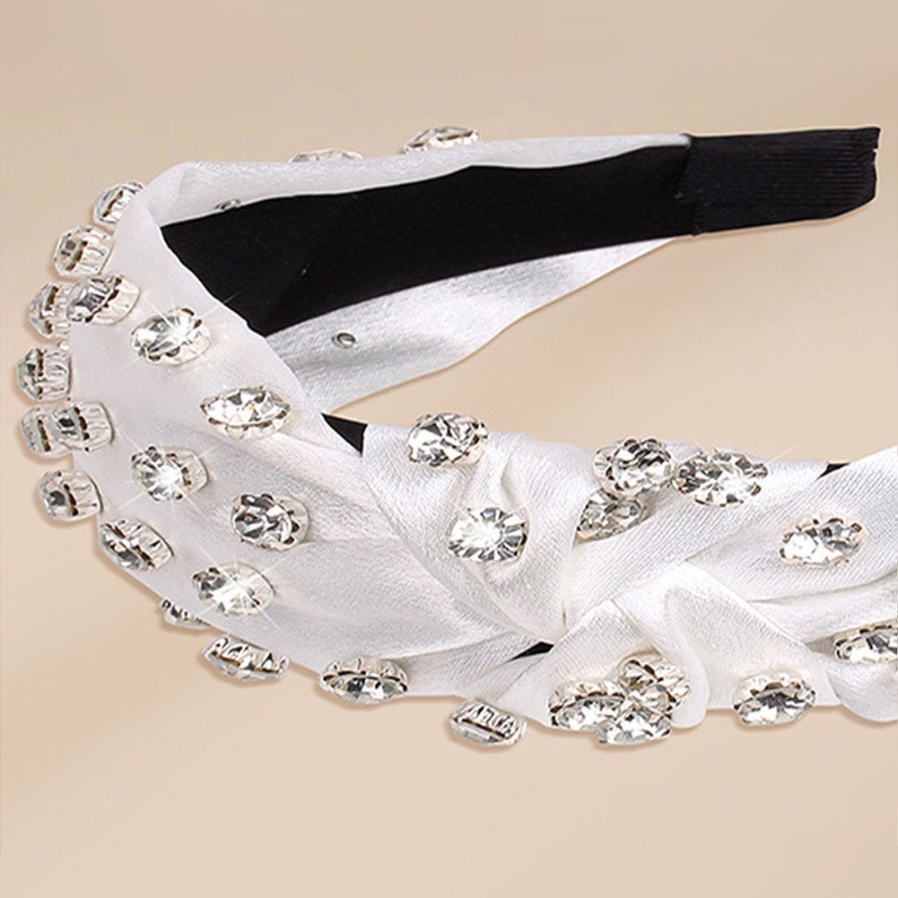 Blusmart Haarspange Mode Strass Weibliche white Haarband Ringförmige Modische Süße Haarband