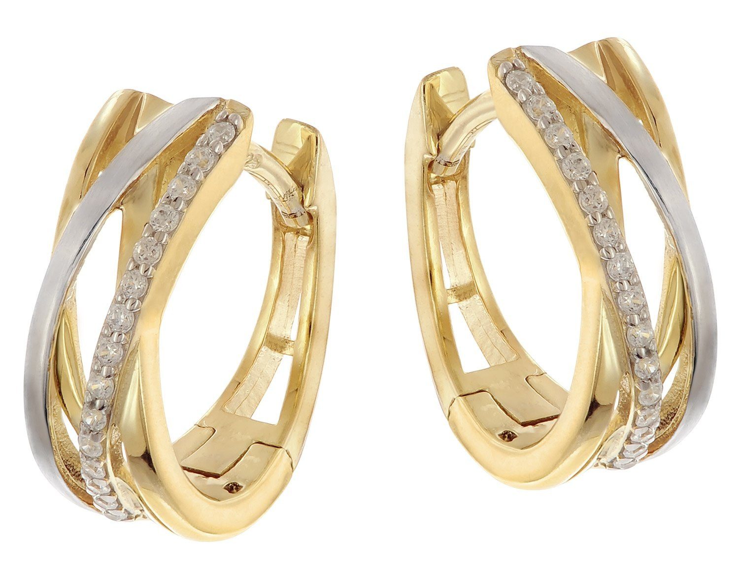 trendor Paar Creolen Damen-925 Silber Bicolor Zirkonia günstig online kaufen