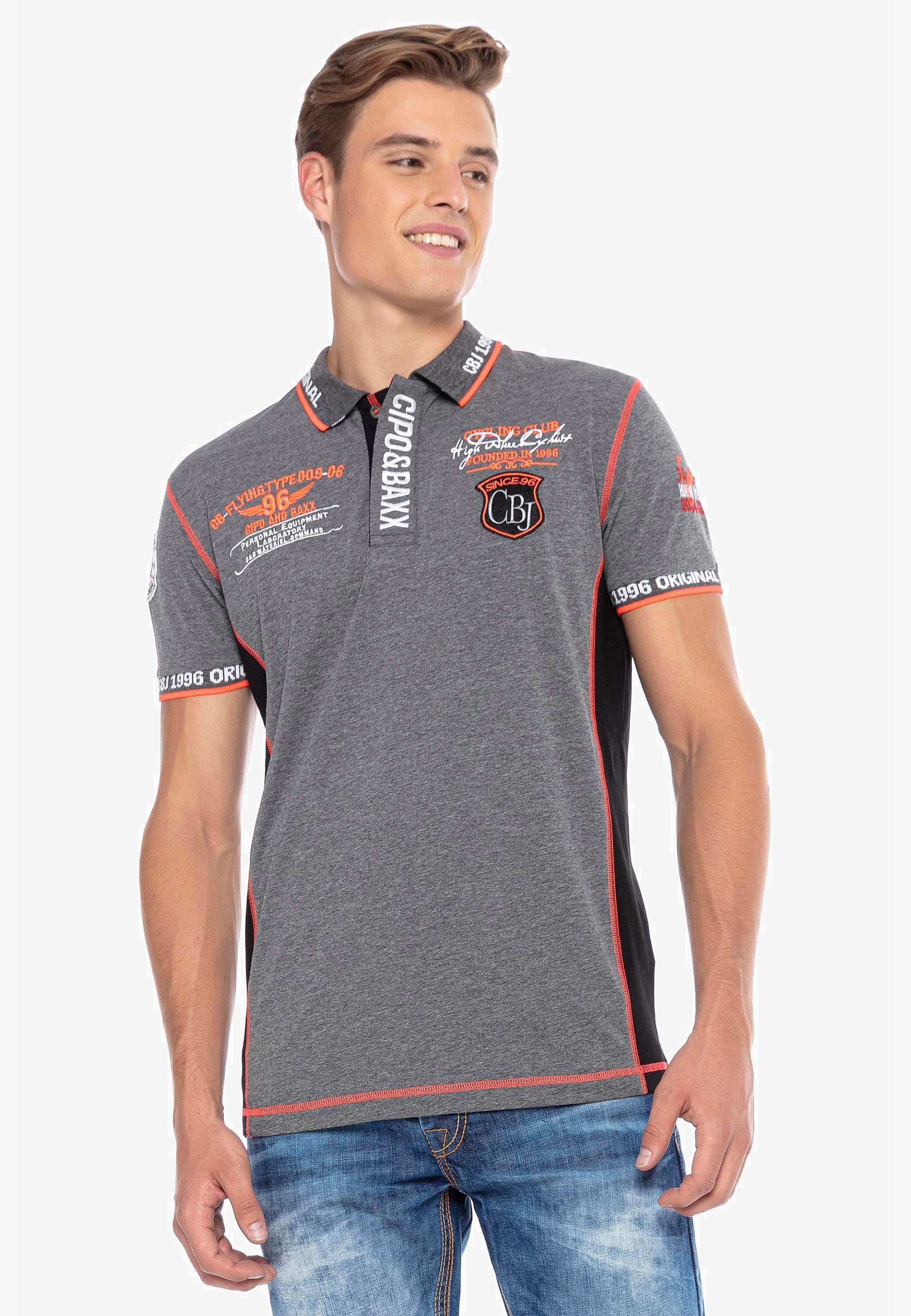 Cipo mit anthrazit Kontrastnähten & trendigen Poloshirt Baxx