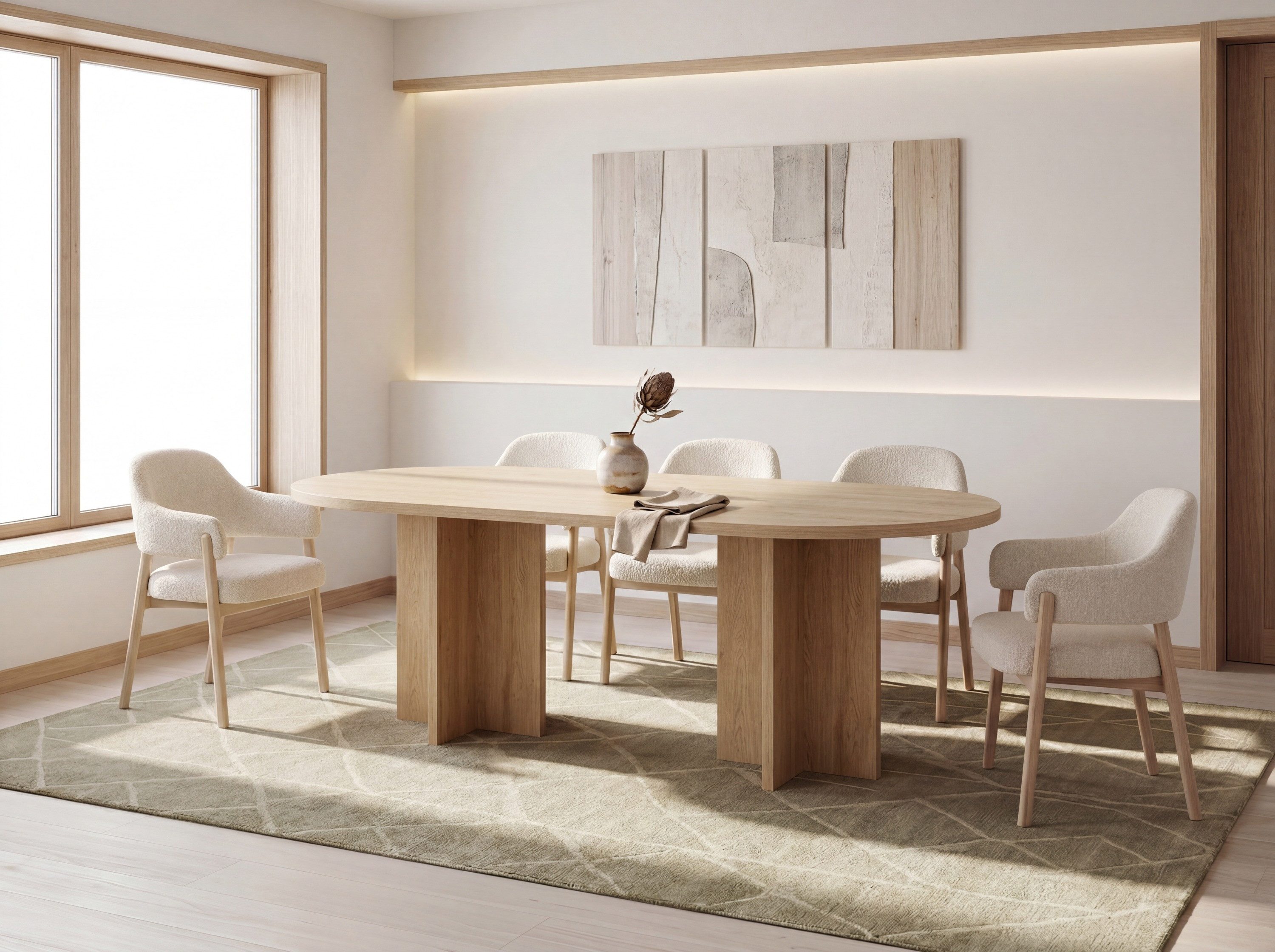 WFL GROUP Esstisch Aster Ovaler Esszimmertisch, Küchentisch in Holzoptik (MADE IN EU, 204 x 90 cm, 75 cm Höh, für 8 Personen), Modernes Minimalistisches Design