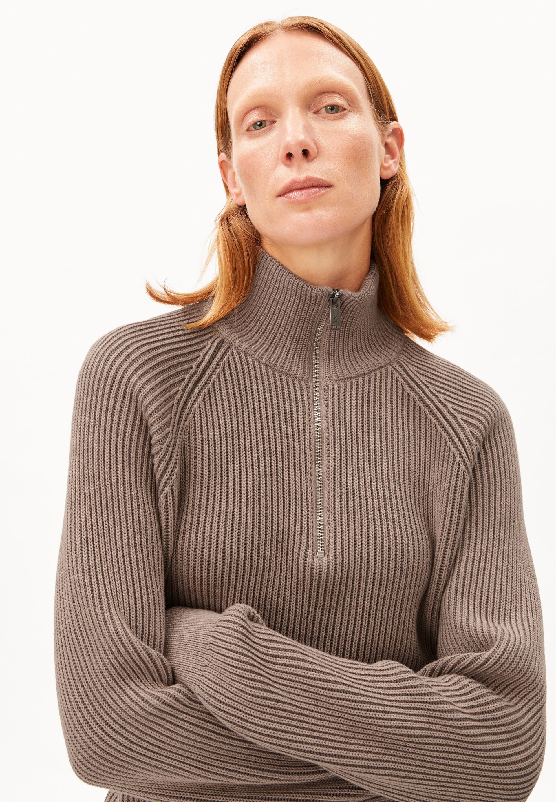 Armedangels Strickpullover TROYER VANISÉ Troyer mit Reißverschluss Loose Fit