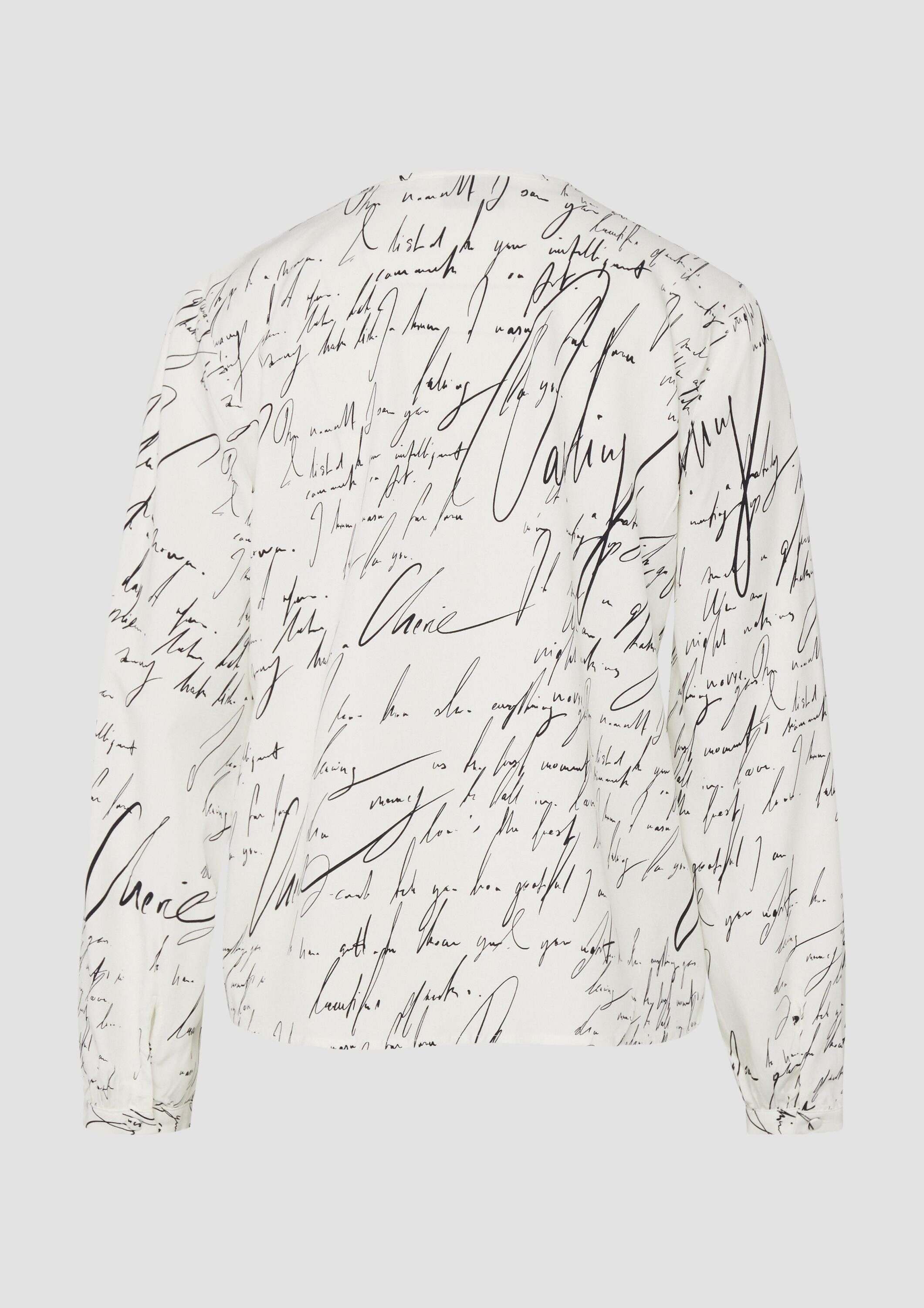 s.Oliver Langarmbluse Bluse Viskose-Bluse mit V-Ausschnitt und All-over-Pri günstig online kaufen