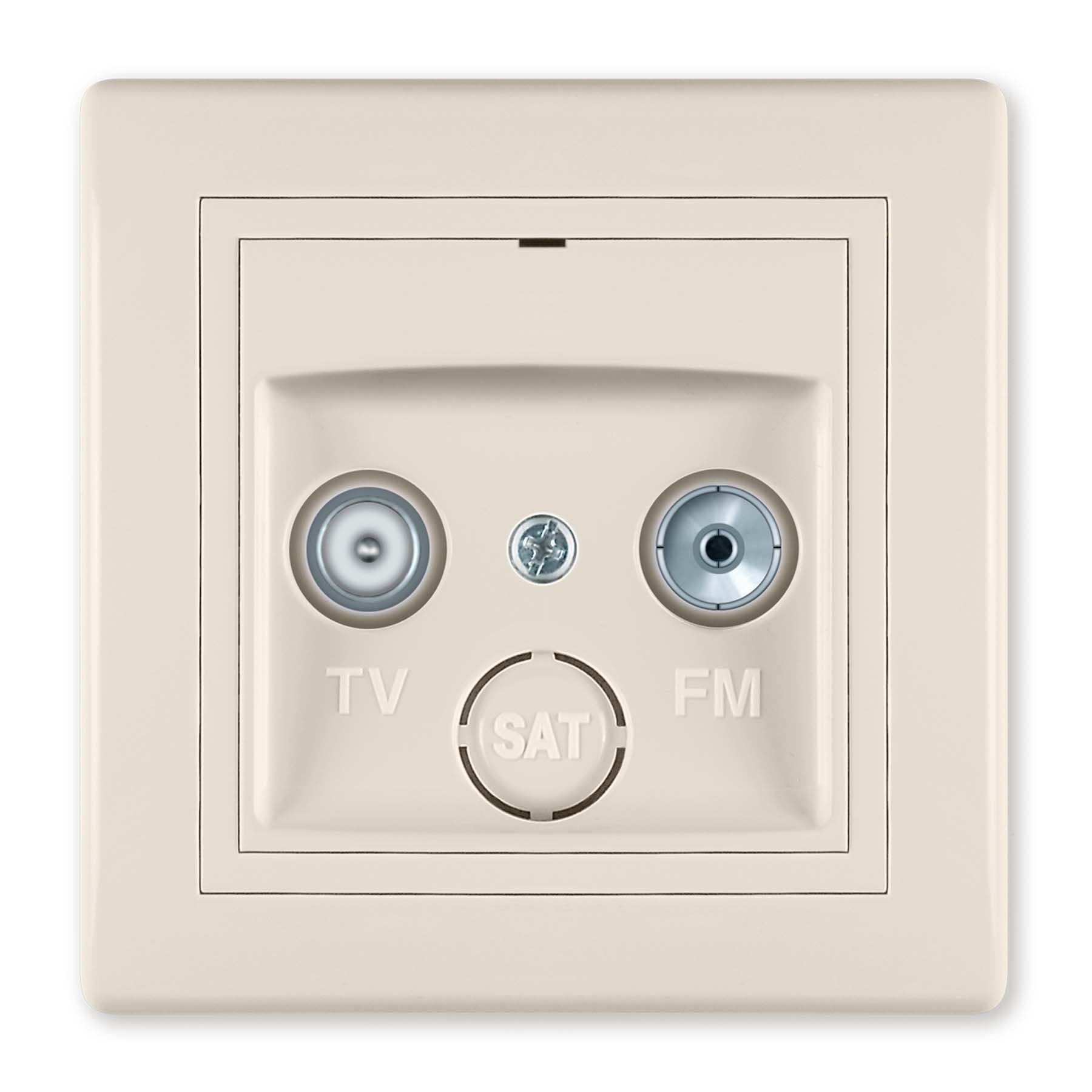 Aling Conel Steckdose TV/RF Antennendose/Abschlußdose mit zwei Ausgängen inkl.Rahmen Beige, Packung