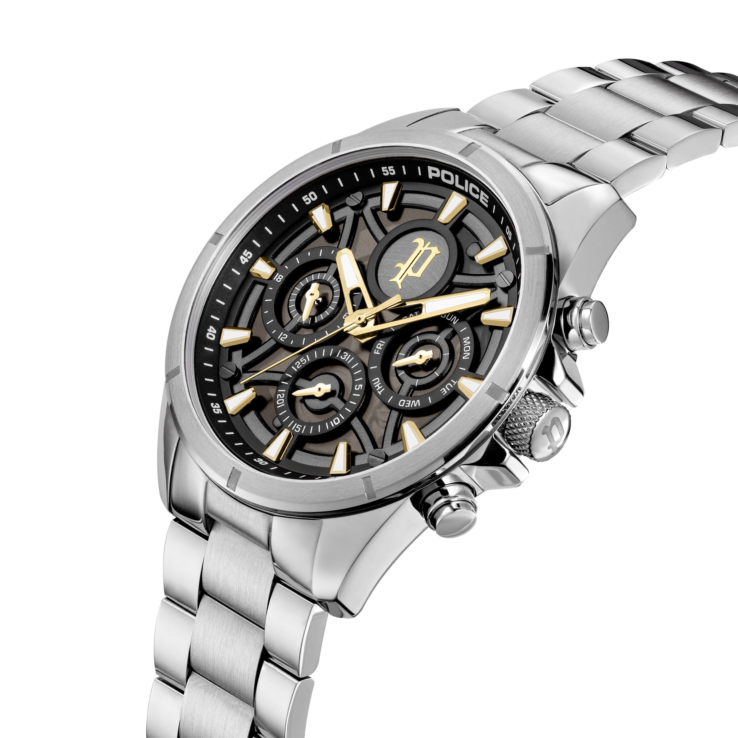 Police Quarzuhr Defender PEWJK2227814M-SET, (Set, 2-tlg., mit Armband), Armbanduhr, Herrenuhr, Edelstahlarmband, Ideal auch als Geschenk
