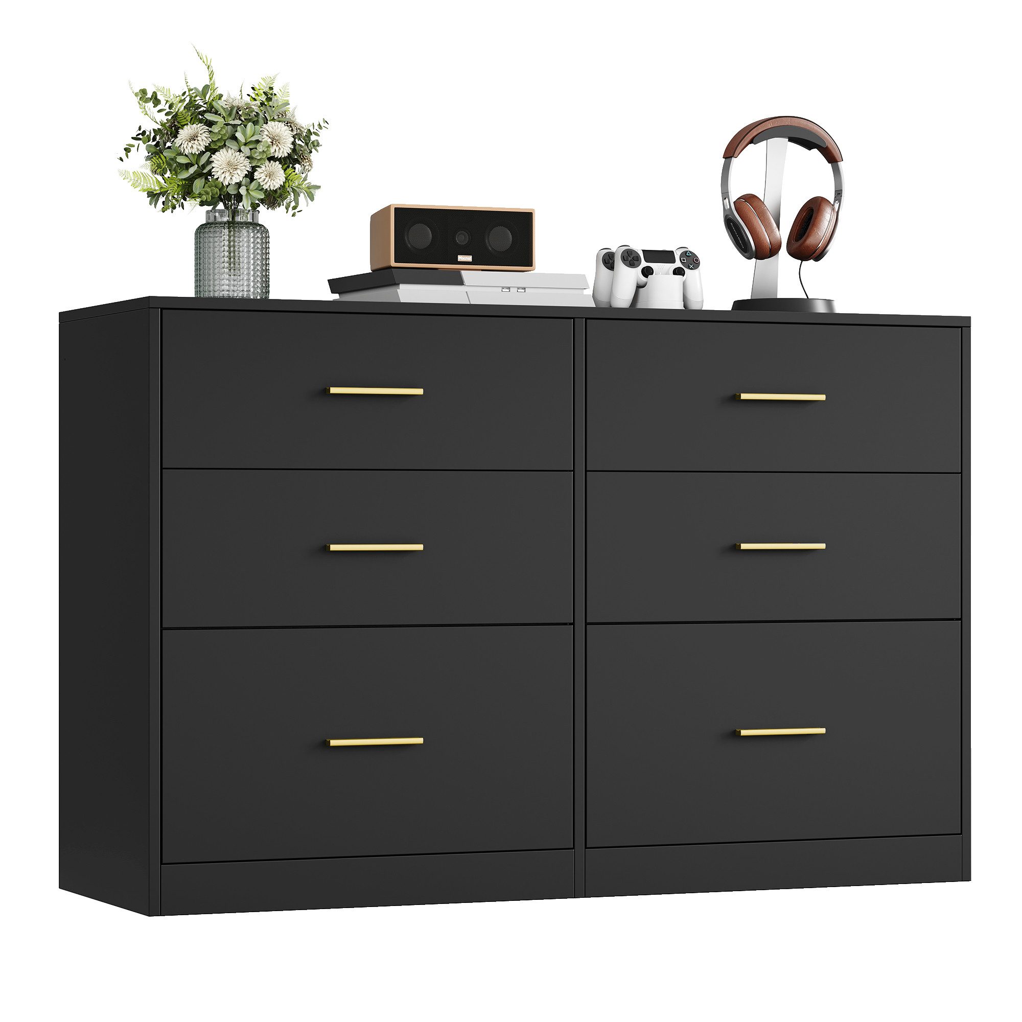 VASAGLE Kommode, Kommodenschrank, modern, Sideboard, Aufbewahrungsschrank, 6 Schubladen
