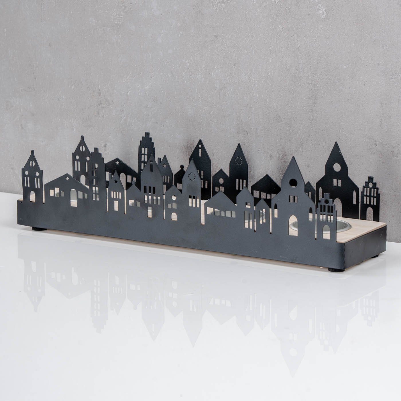 Levandeo® Teelichthalter, Teelichthalter Schwarz Metall Haus Tischdeko Kerz günstig online kaufen