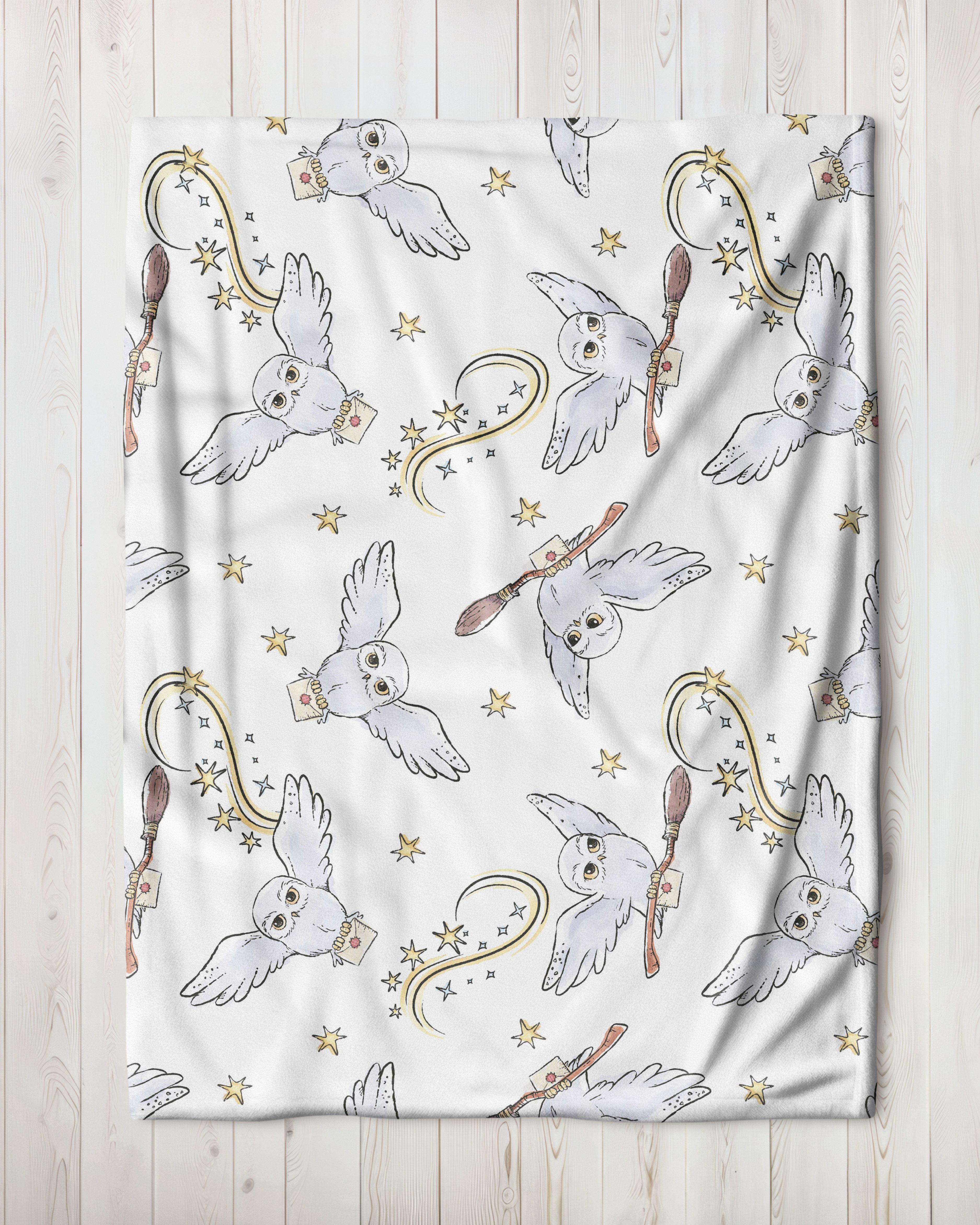 Kinderdecke Harry Potter, 2-in-1 Set, Kissenbezug und Flauschdecke, Eule Hedwig, MTOnlinehandel, Fanartikel flauschig, weich & kuschelig, weiß – Bild 5 von 5