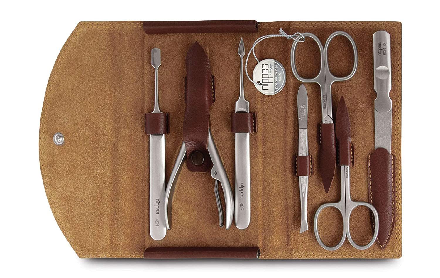 nippes Solingen Maniküre-Etui Premium Maniküre-Set Classic 7-tlg. Nagelpflege-Etui inkl. Nagelzange, 7 tlg., nickelfreier Edelstahl