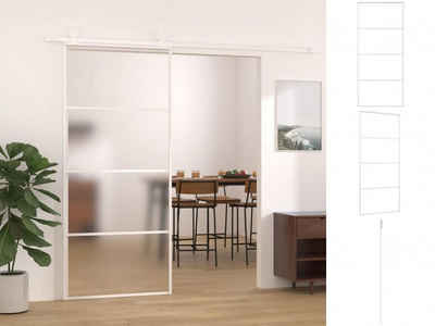 vidaXL Zimmertür Schiebetür ESG-Mattglas und Aluminium 90x205 cm Weiß