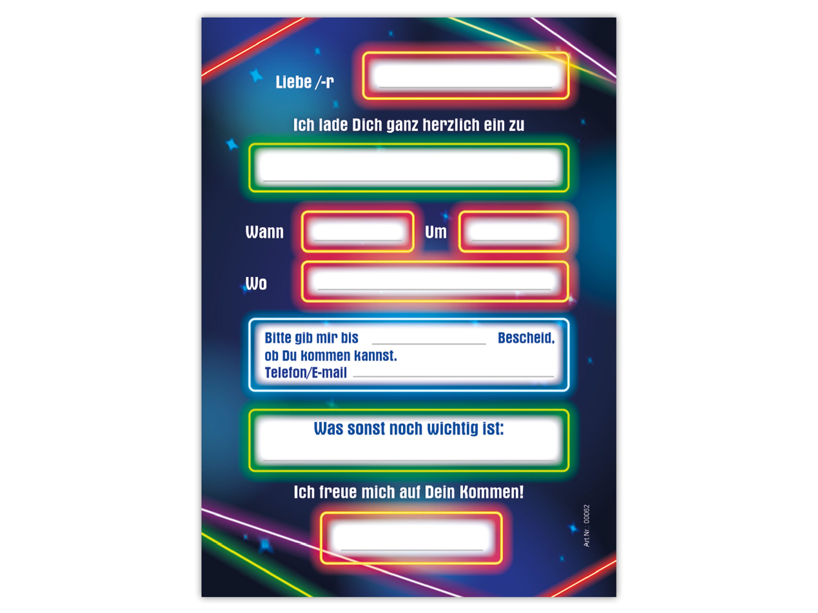 LIMONIA Einladungskarten Lasertag zum Kindergeburtstag Jungen Mädchen Einladungen Karten neon, Einladungskarten zum Geburtstag für eine Lasertag Party