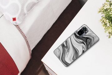 MuchoWow Handyhülle Marmor - Muster - Grau - Marmoroptik - Schwarz, Phone Case, Handyhülle Xiaomi Redmi Note 10, Silikon, Schutzhülle