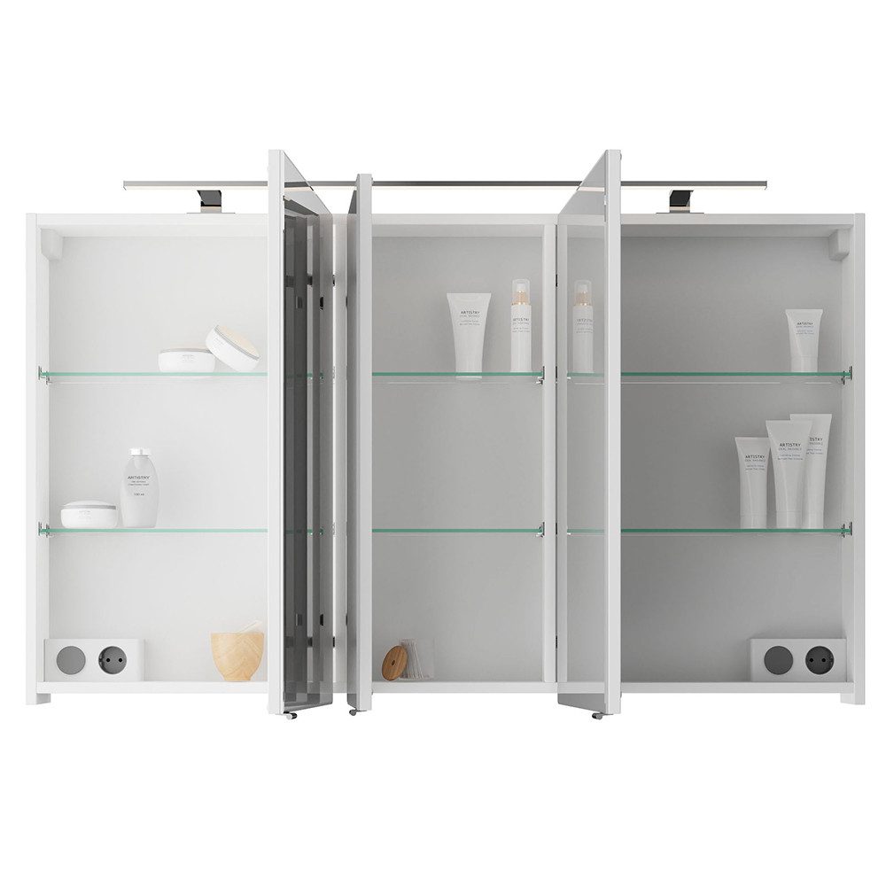 Lomadox Spiegelschrank VILLATORO-66 weiß Glanz 120/70,3/14,5 cm