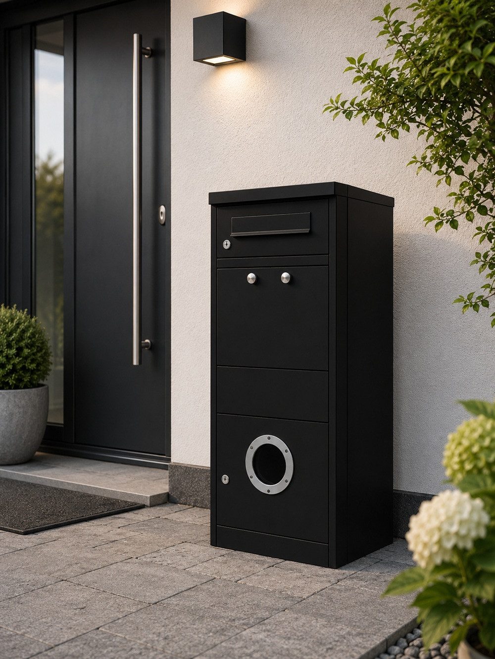 Radius Paketbriefkasten Paketbriefkasten Letterman 3 Schwarz inkl. LED Licht