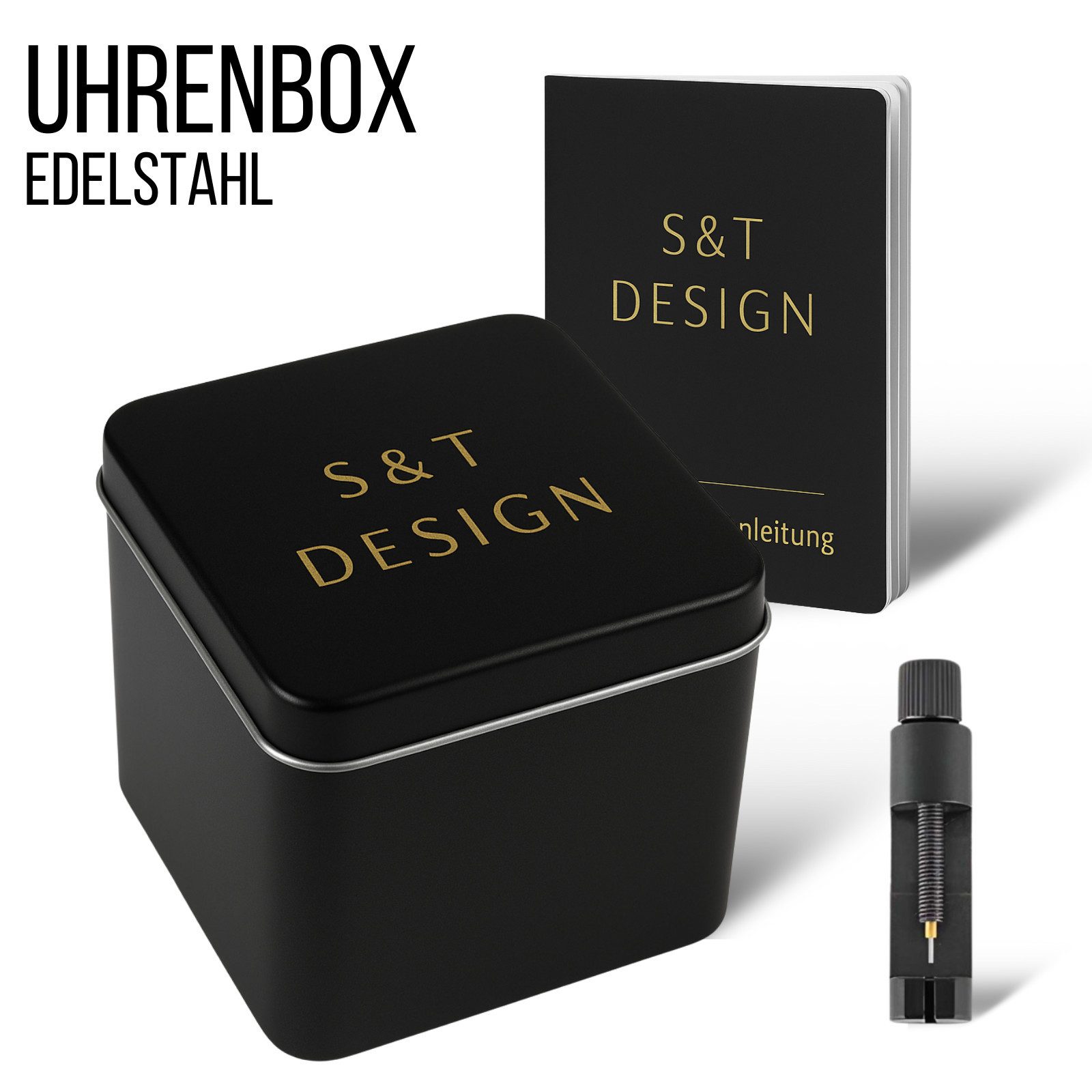 S&T Design Quarzuhr Herren Uhr Edelstahl Armbanduhr Herrenuhr, (Geschenkebo günstig online kaufen