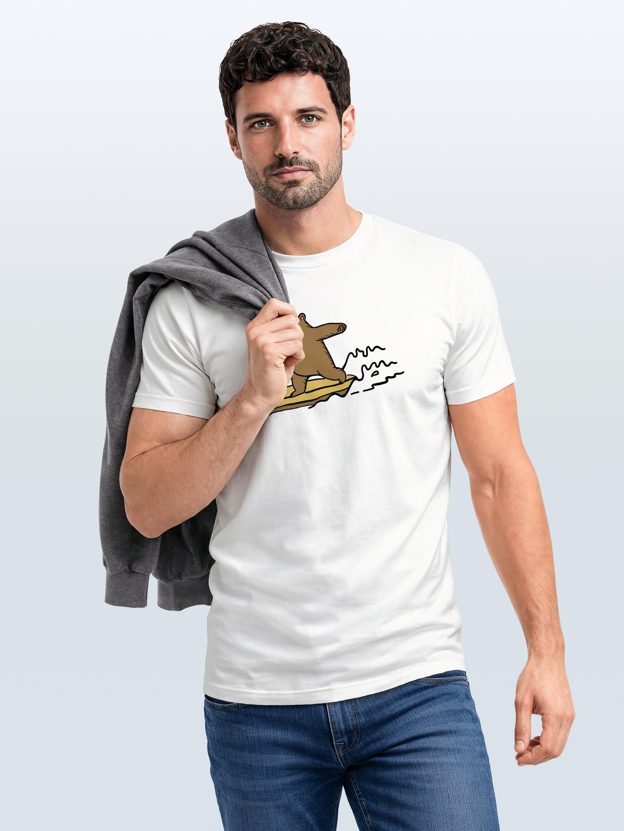 Neverless Print-Shirt Herren T-Shirt Bär Print Surfer Surfboard Sommer Printshirt mit Print