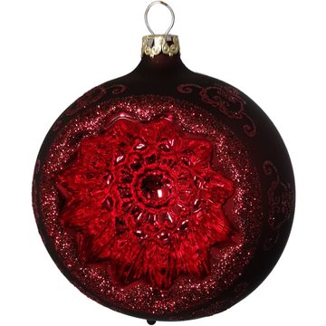 Weihnachtsbaumkugel Reflexkugel, Renaissanceband, stierblut matt (1 St), mundgeblasen, handbemalt