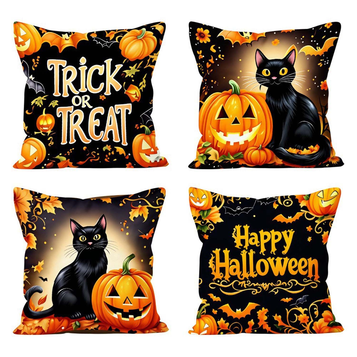 Sorvyzxn Kissenbezug 4er Set Kissenbezug Herbst 45x45 Kissenhülle Kürbis Deko