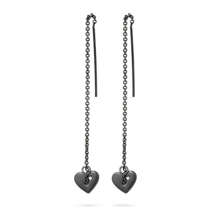 Pippa & Jean Paar Ohrhänger schwarz verziert mit Kristallen von Swarovski®