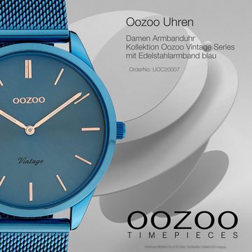 OOZOO Quarzuhr Oozoo Damen Armbanduhr Ultra Slim, Damenuhr rund, mittel (ca. 38mm) Edelstahlarmband, Fashion-Style