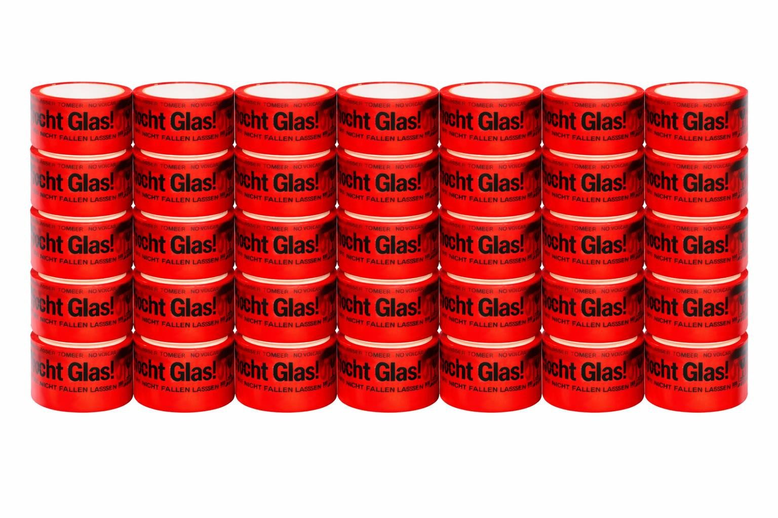 BAYLI Klebeband 36 Rollen PP Klebeband Vorsicht Glas 48mm x 66m - Warnband - starkes