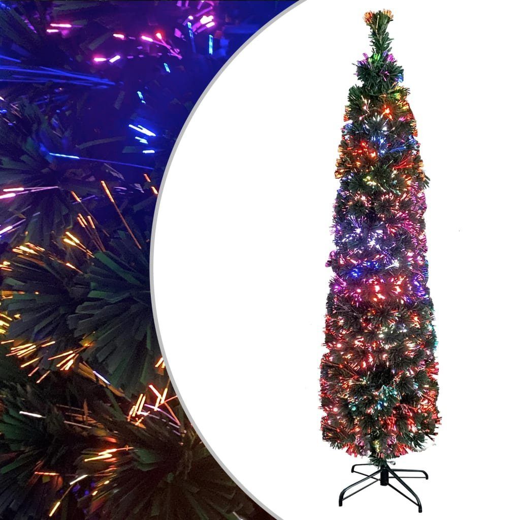 furnicato Künstlicher Weihnachtsbaum Grüner Weihnachtsbaum mit Glasfaser-Lichtleiter, 120 cm hoch, 35 cm, Farbwechselnde Kunsttanne mit 135 Zweigen und stabilem Baumständer