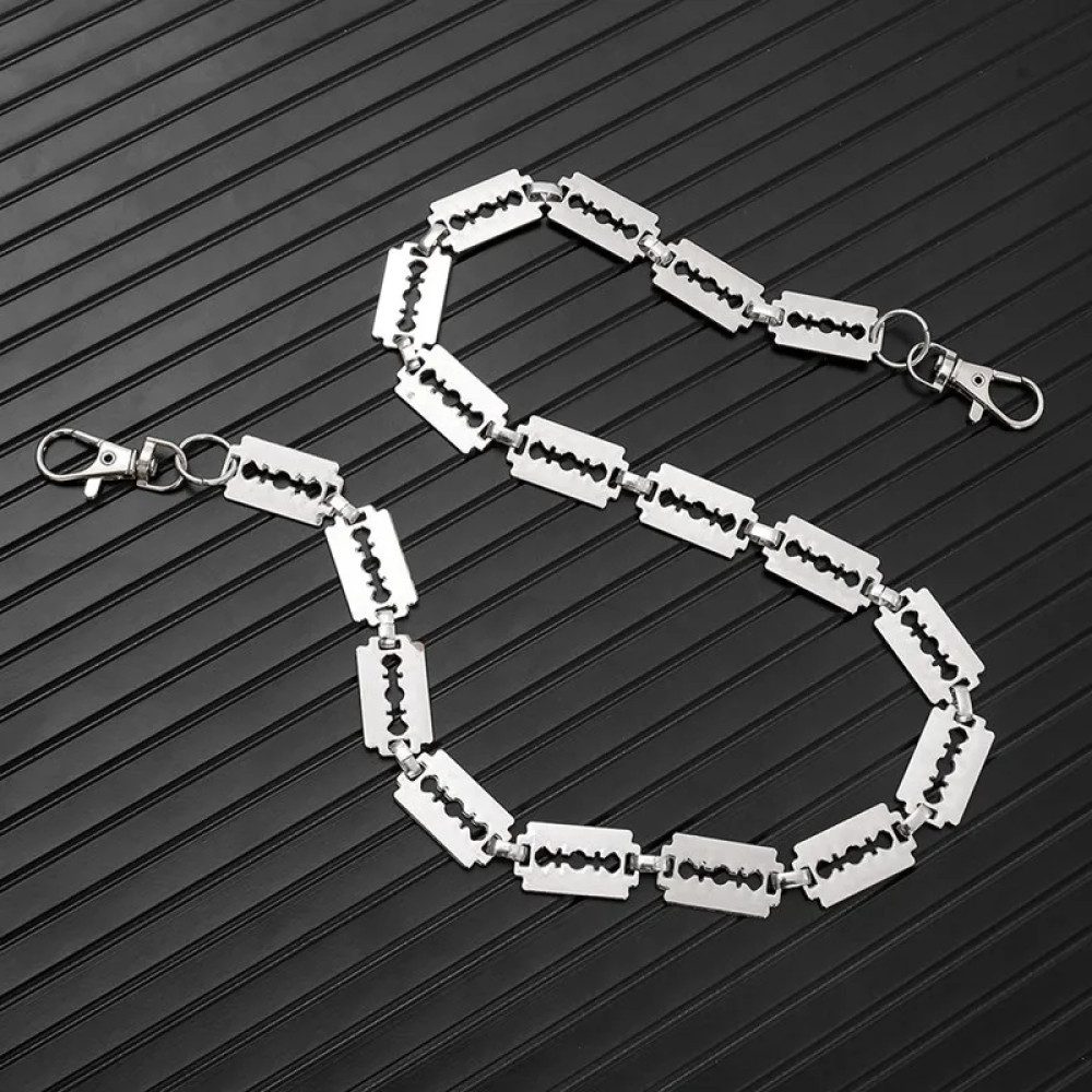 Ware aus aller Welt Hosenkette Einreihig mit Rasierklingen Design Karabiner Geldbörsen Biker Kette, (1-tlg)