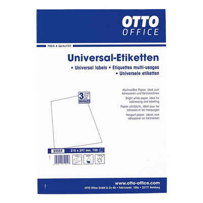 Otto Office Etiketten Standard, 100 Stück, Kennzeichnung (210x297 mm), selbstklebend