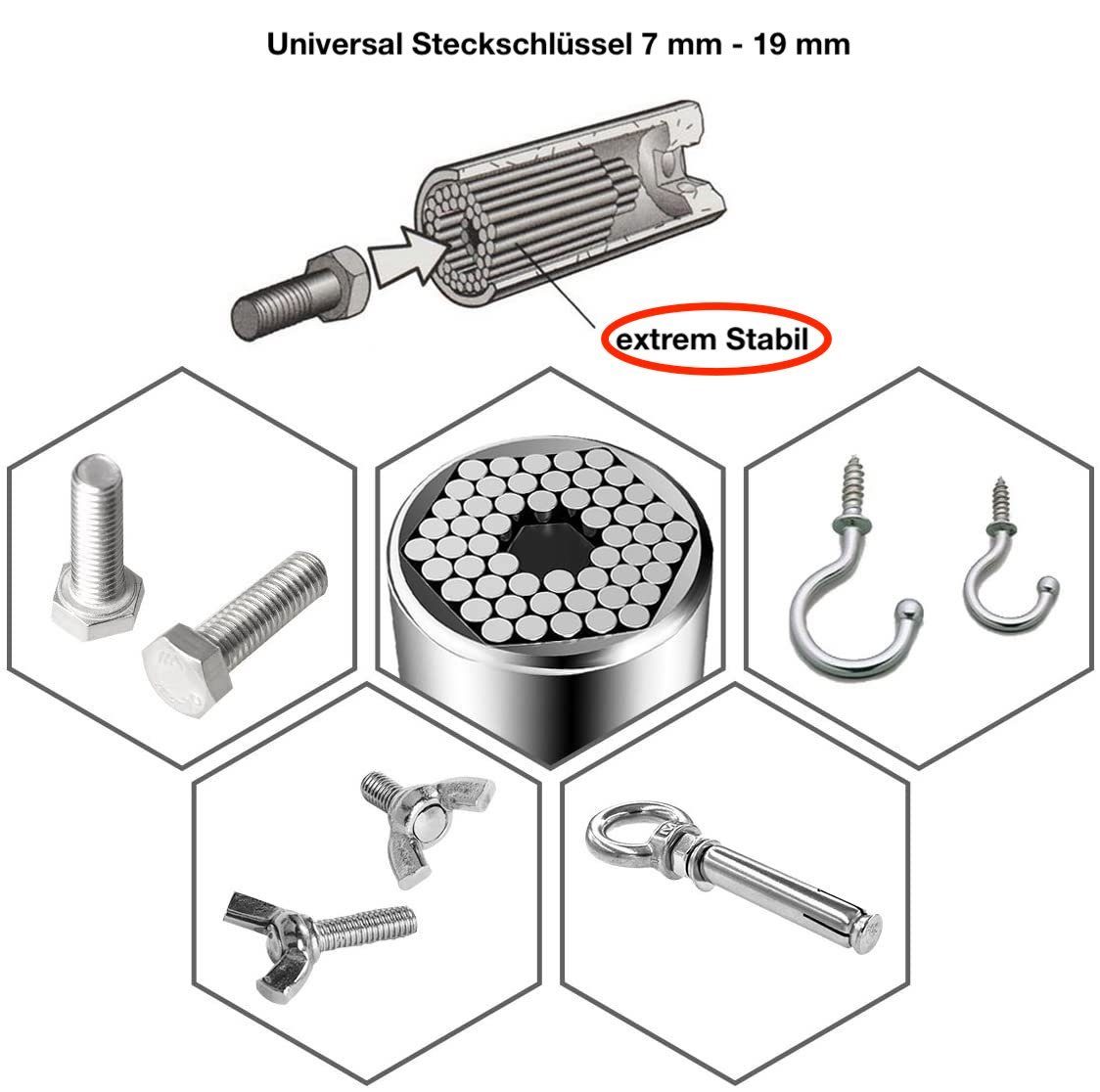 Black Marketplace Steckschlüssel Universal Steckschlüssel, Adapter Handwerkzeug St) mit (1 7-19mm