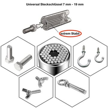 Black Marketplace Steckschlüssel Universal Steckschlüssel, Handwerkzeug 7-19mm mit Adapter (1 St)