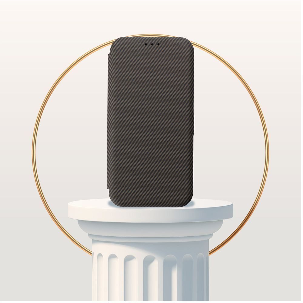 COFI 1453 Smartphone-Hülle Carbon Buchtasche + 9H Schutzglas