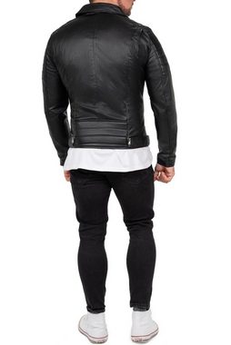 Reichstadt Bikerjacke Herren ECHTLEDER Jacke RS003LUX (1-St) mit Gürtel und Steppmuster