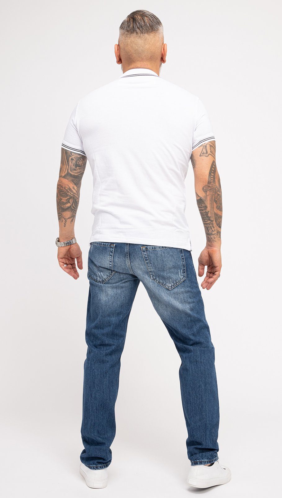 Regular-fit-Jeans Stonewashed Herren Blau Jeans Indumentum IR-501