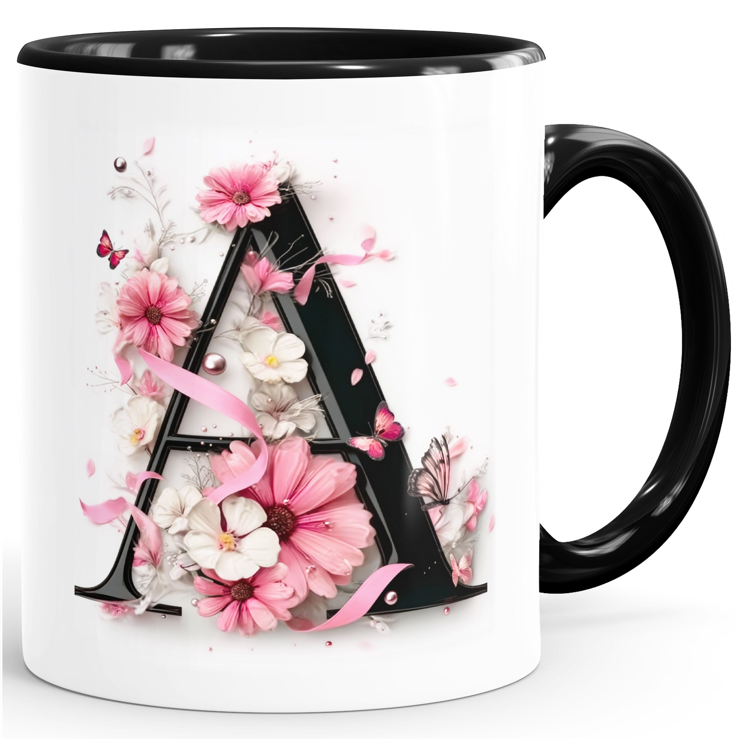 SpecialMe Tasse Tasse Monogramm Buchstabe A Alphabet Initiale Geschenkidee Frau, Keramik