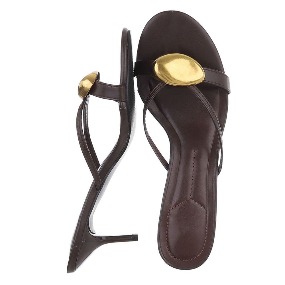 Ital-Design Elegante Damen Sandalen mit goldenem Detail für Anlässe Pantole günstig online kaufen