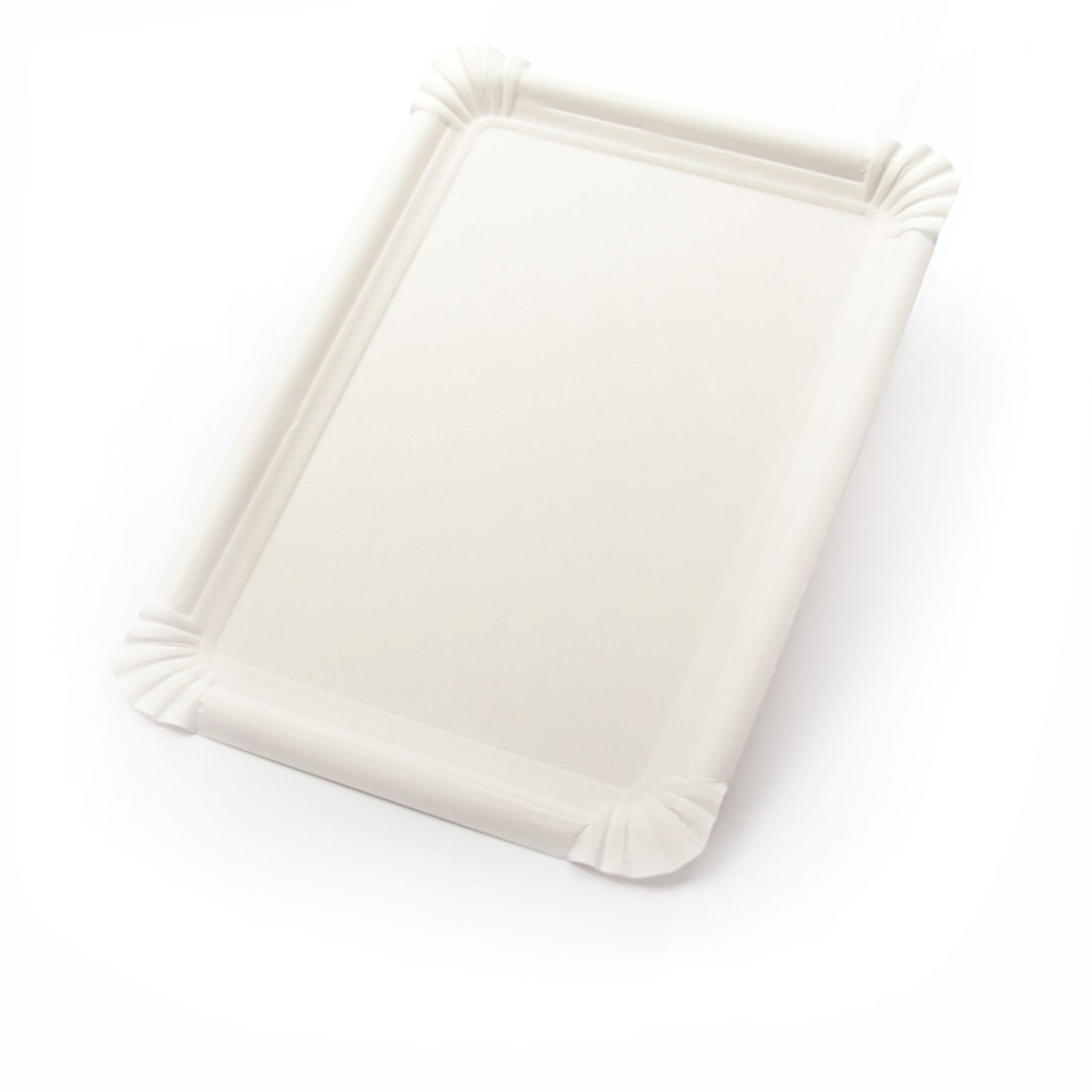 Einwegteller 250 Stück Pappteller rechteckig (18×26 cm), ohne Beschichtung, weiß, Frischfaser Kuchenteller Kuchenunterleger Tortenteller Imbissteller