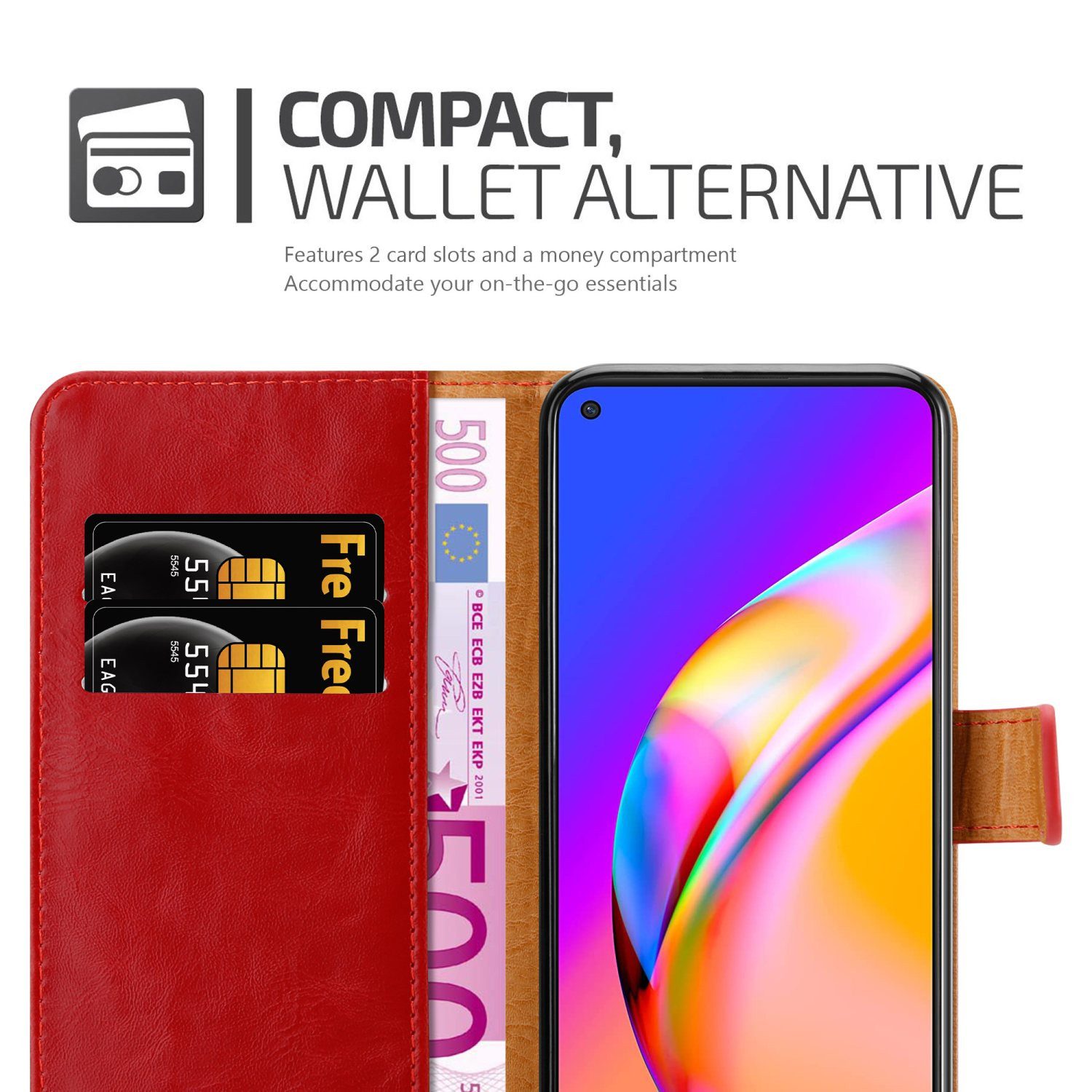 Cadorabo Handyhülle für Oppo A94 5G Hülle Oppo A94 5G, Klappbare Handy Schutzhülle - Hülle - mit Standfunktion und Kartenfach