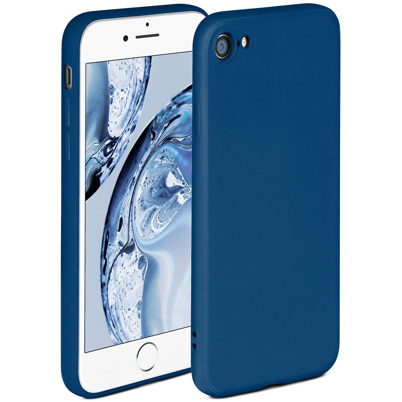 ONEFLOW Handyhülle für iPhone SE (2022) Hülle Silikon Soft Case Dunkelblau 4,7 Zoll, Silikonhülle Cover Dünn Handytasche TPU Schutzhülle mit Kameraschutz