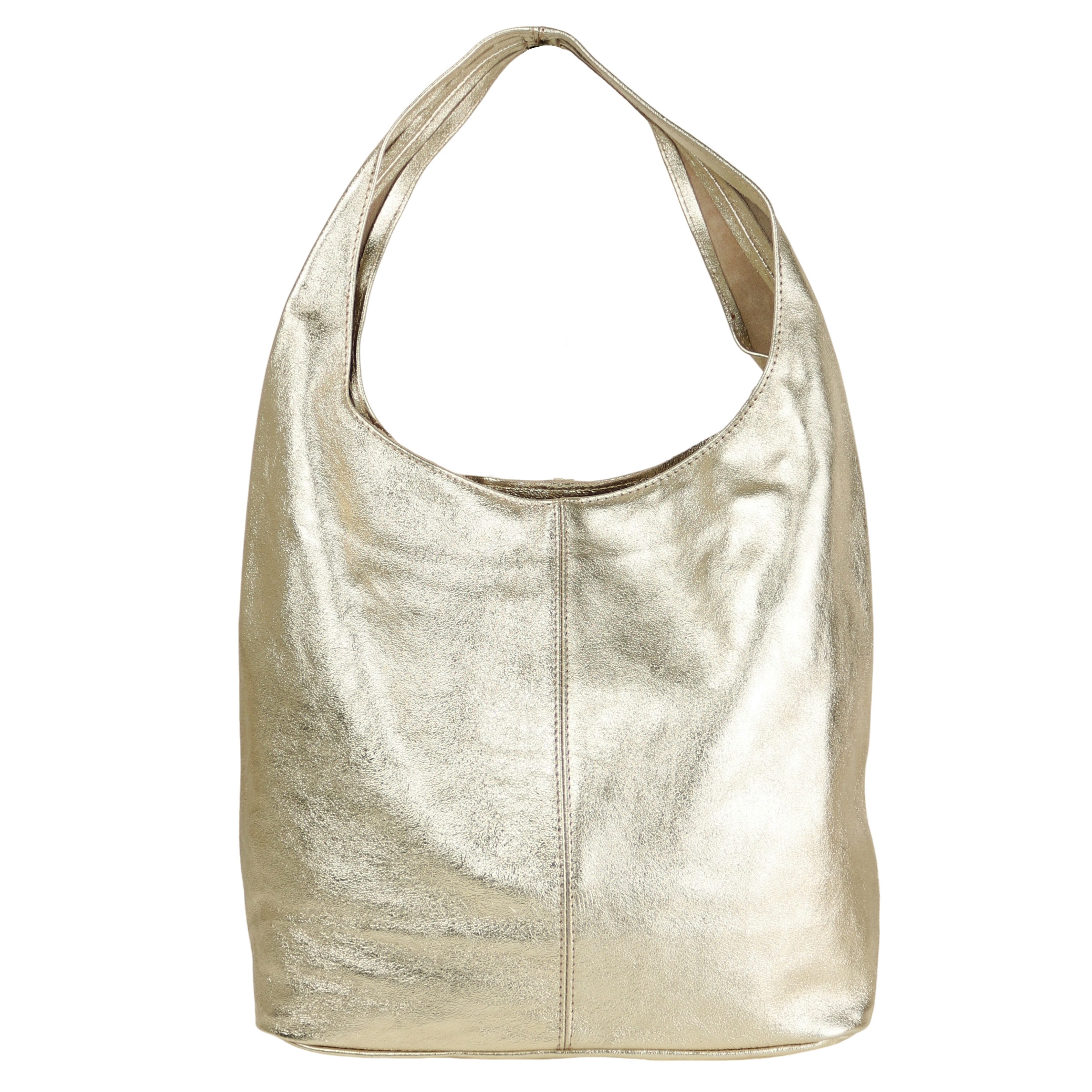 MIRROSI Beuteltasche Damen aus Echtleder, Made in Italy, Shopper Tasche (ca.33x32x16cm)