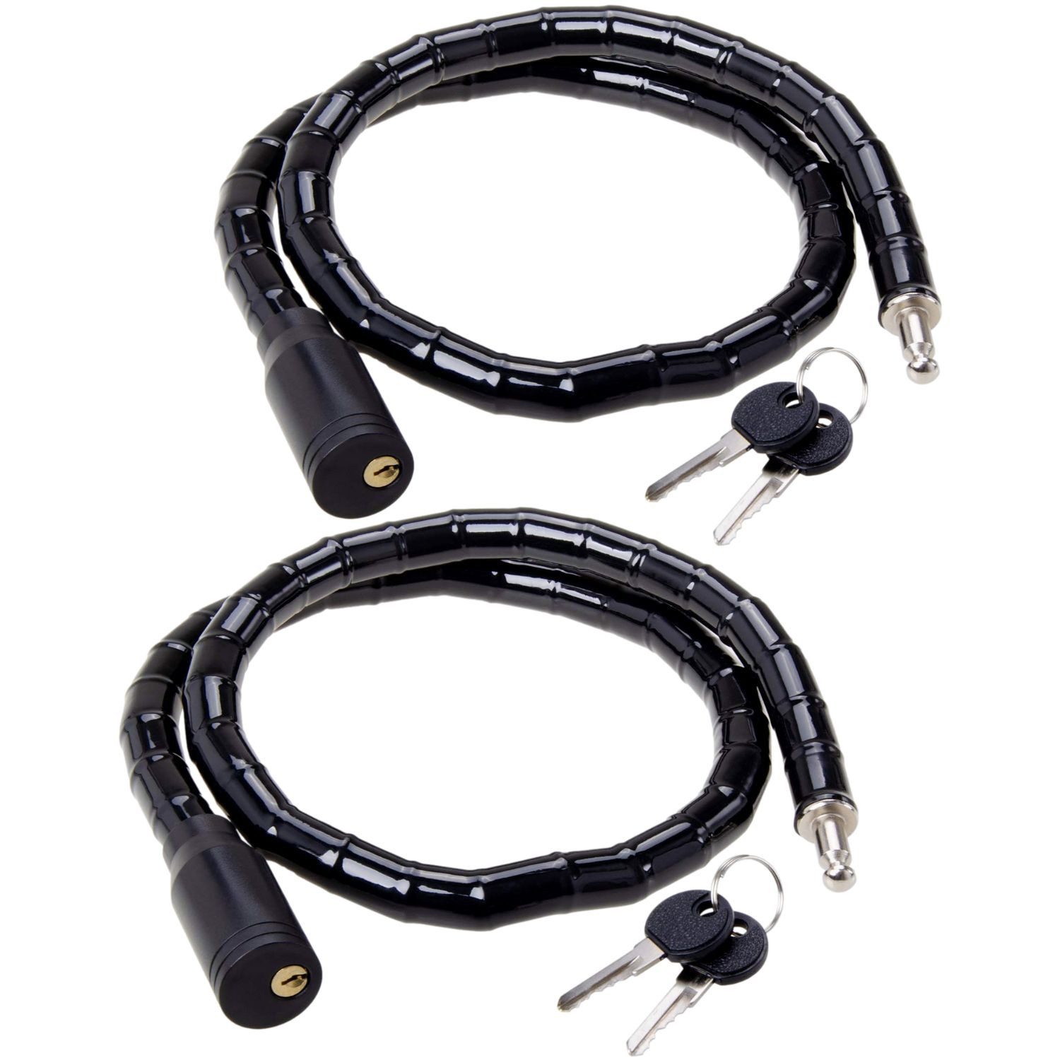 Diedrich Filmer GmbH Kabelschloss Set 2x Gliederschloss 90cm Schlüssel Schwarz, Schloss Fahrradschloss Panzerschloss für Fahrrad E-Bike Motorrad