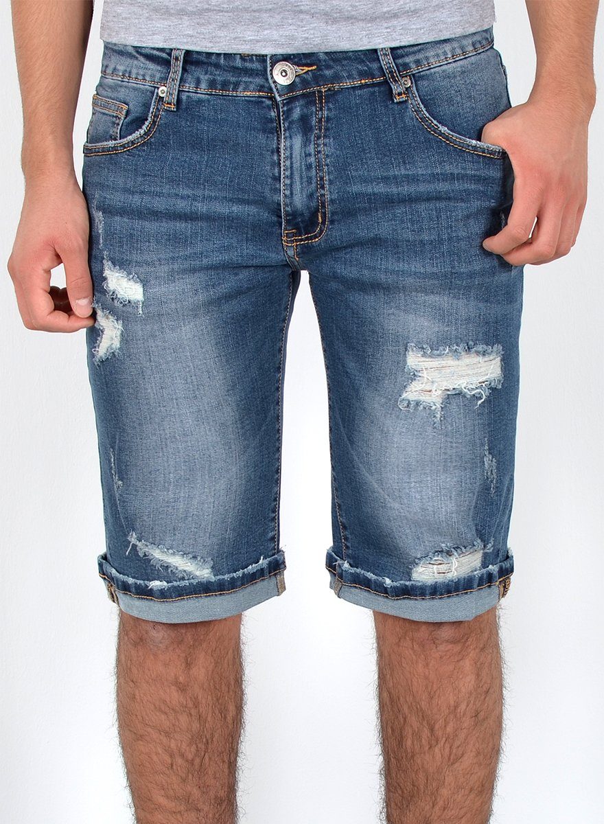 ESRA Jeansshorts A362 Herren Jeans Shorts kurze Hose, bis Übergröße / Plussize Große Größe, Herren kurze Jeans Hose Shorts, Herrren kurze Jeanshose mit Stretch, Jeansshorts für Sommer mit Rissen im Destroyed Look, Herren Capri Jeans Herren Capri Hose Herren Capri Jeanshose, Herren Shorts Jeans Straight Regular Comfort Jeansblau Destroyed A370