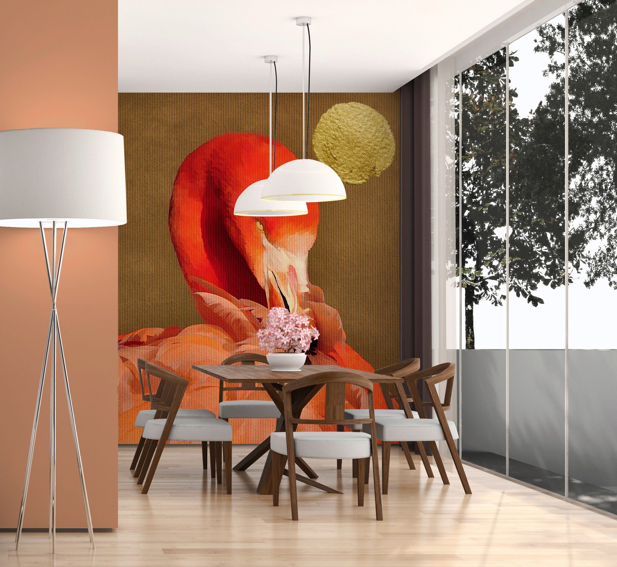 living walls Fototapete ARTist Flamingo in Sun, (Set, 2 St), Vlies, Wand, Schräge
