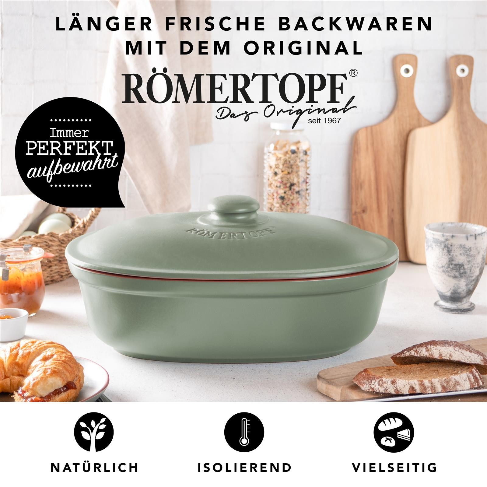 RÖMERTOPF Vorratsdose Brottopf oval MAXI 6,5 Liter - Keramik Brotkasten, Keramik, (Set), aus Naturton