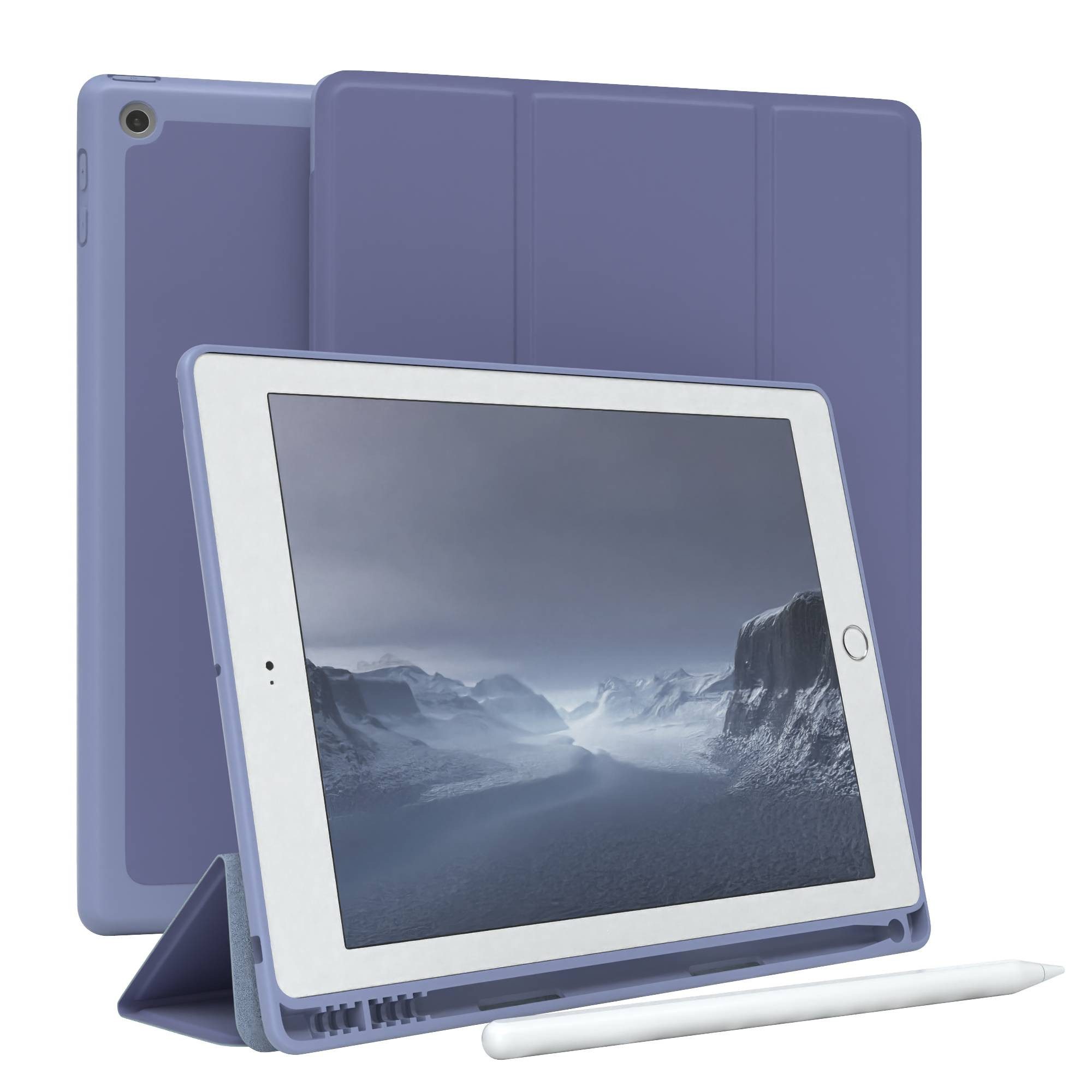 EAZY CASE Tablet-Hülle Penholder Smartcase für iPad 2017/2018 5./6. Gen. 9,7 Zoll, Tablettasche klappbares Etui mit Penholder Stifthalterung Eis Blau