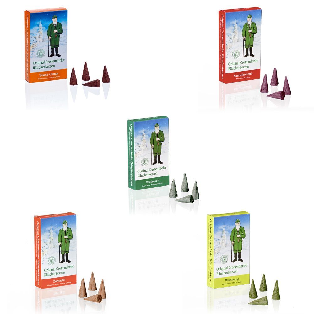 Crottendorfer Duftkerze 5er Set: Winter-Orange / Zimtapfel / Waldmoos / Wal günstig online kaufen